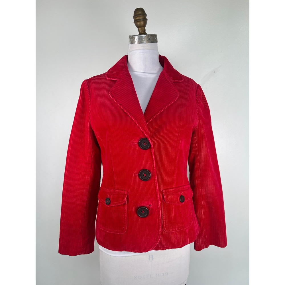 BODEN Corduroy Blazer 8 Red EUC Elbow Patches Academic Preppy Jacket
